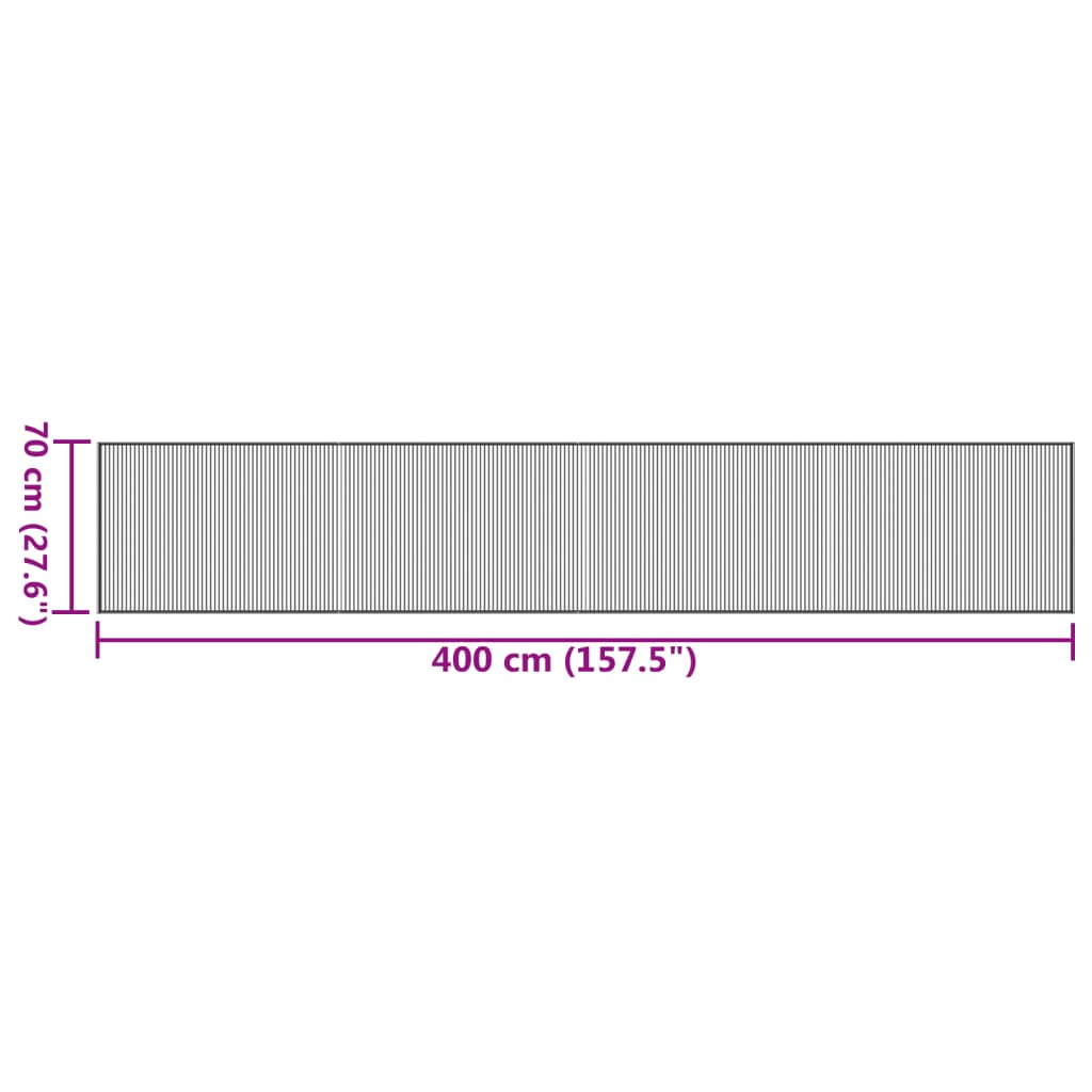 vidaXL Teppich Rechteckig Schwarz 70x400 cm Bambus