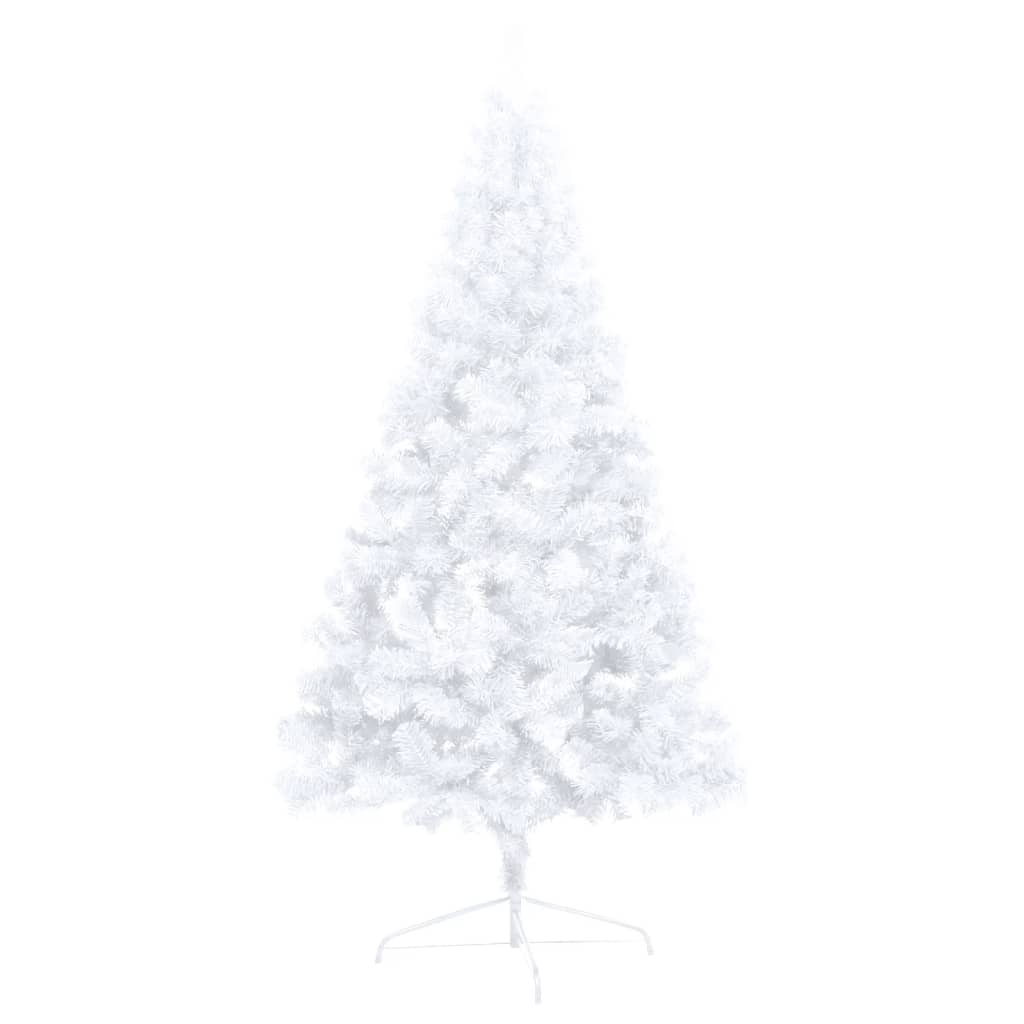 vidaXL Künstlicher Halb-Weihnachtsbaum Beleuchtung Kugeln Weiß 210 cm