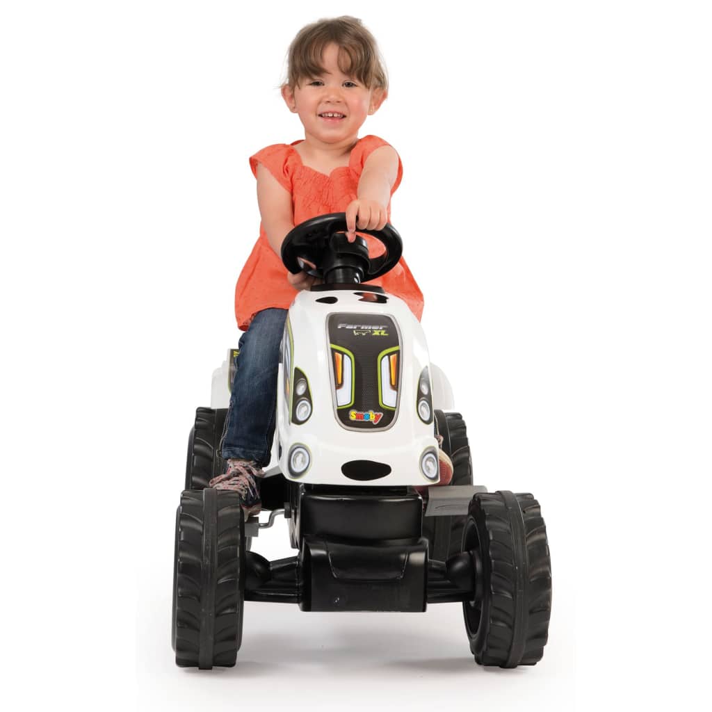 Smoby Kindertraktor mit Anhänger Farmer XL Weiß und Schwarz