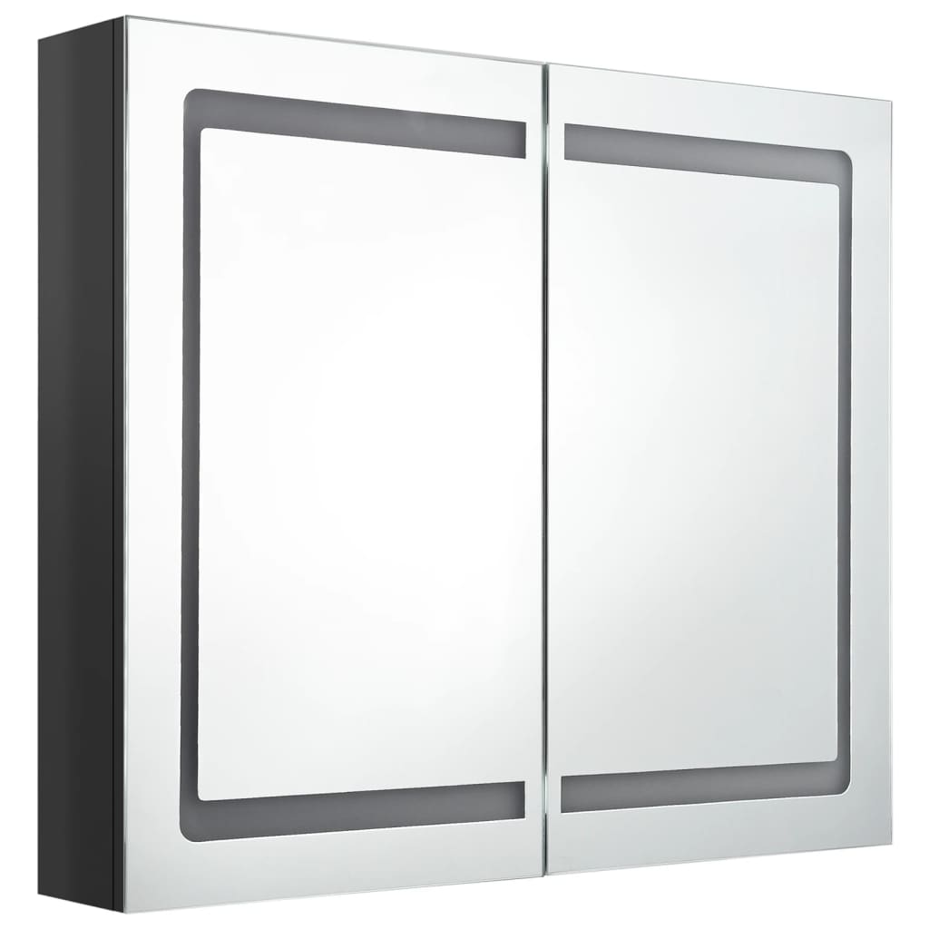 vidaXL LED-Spiegelschrank fürs Bad Glänzend Schwarz 80x12x68 cm