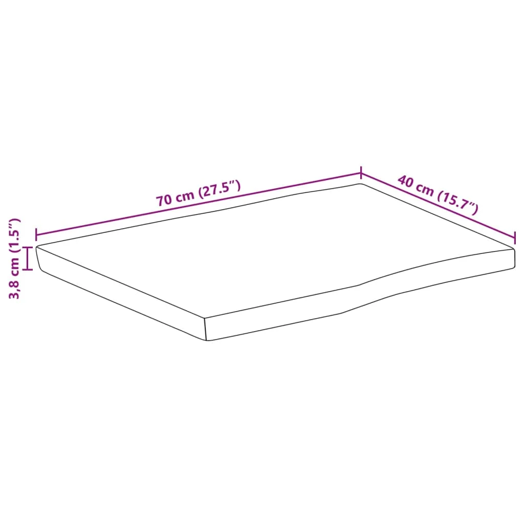 vidaXL Tischplatte mit Baumkante 70x40x3,8 cm Massivholz Mango