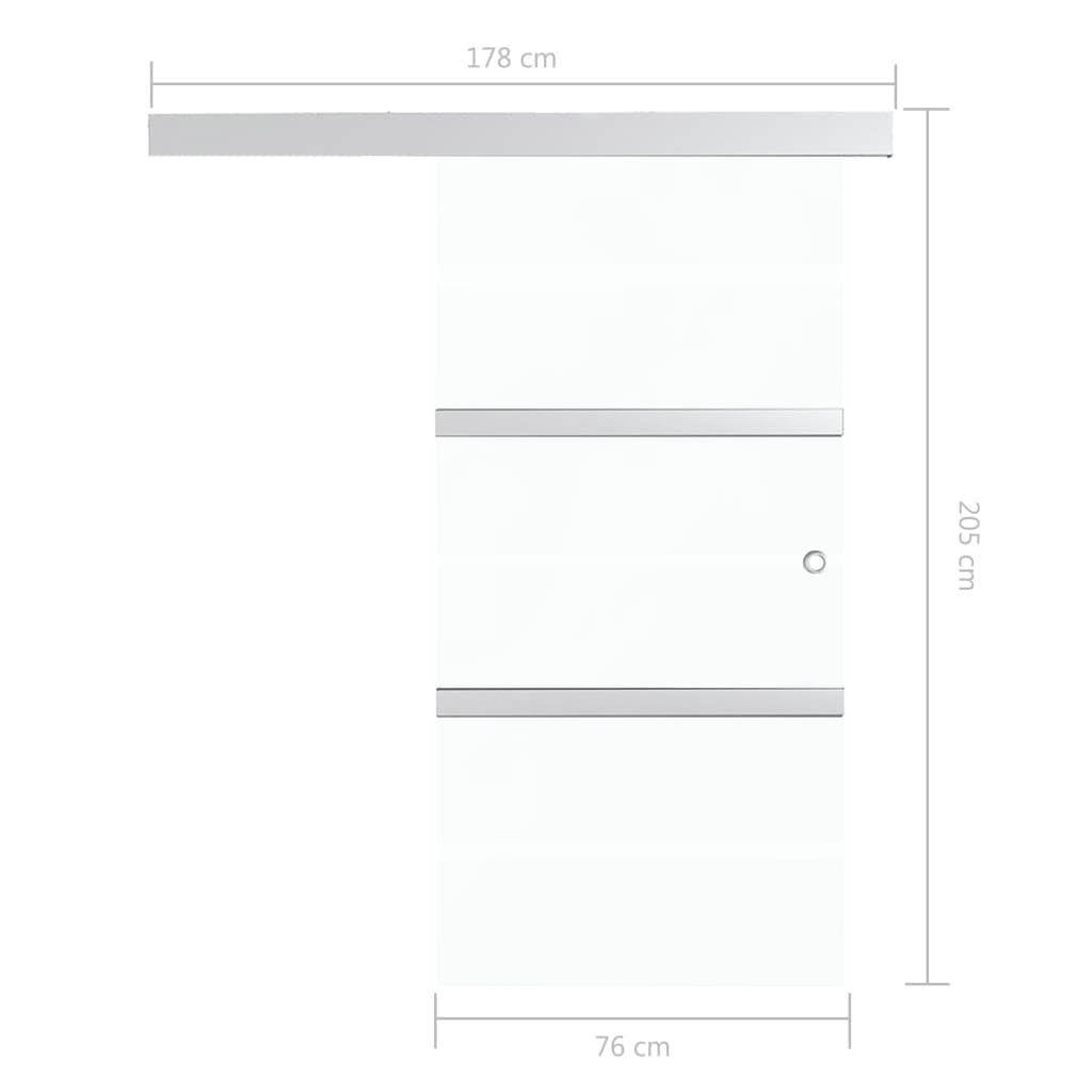 vidaXL Schiebetür mit Softclose ESG-Glas und Aluminium 76x205 cm
