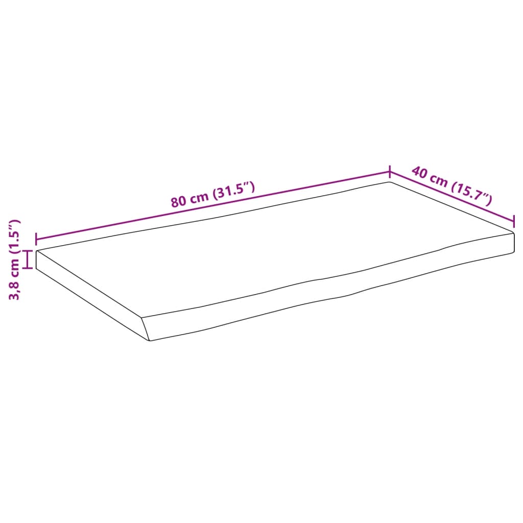 vidaXL Tischplatte mit Baumkante 80x40x3,8 cm Massivholz Mango