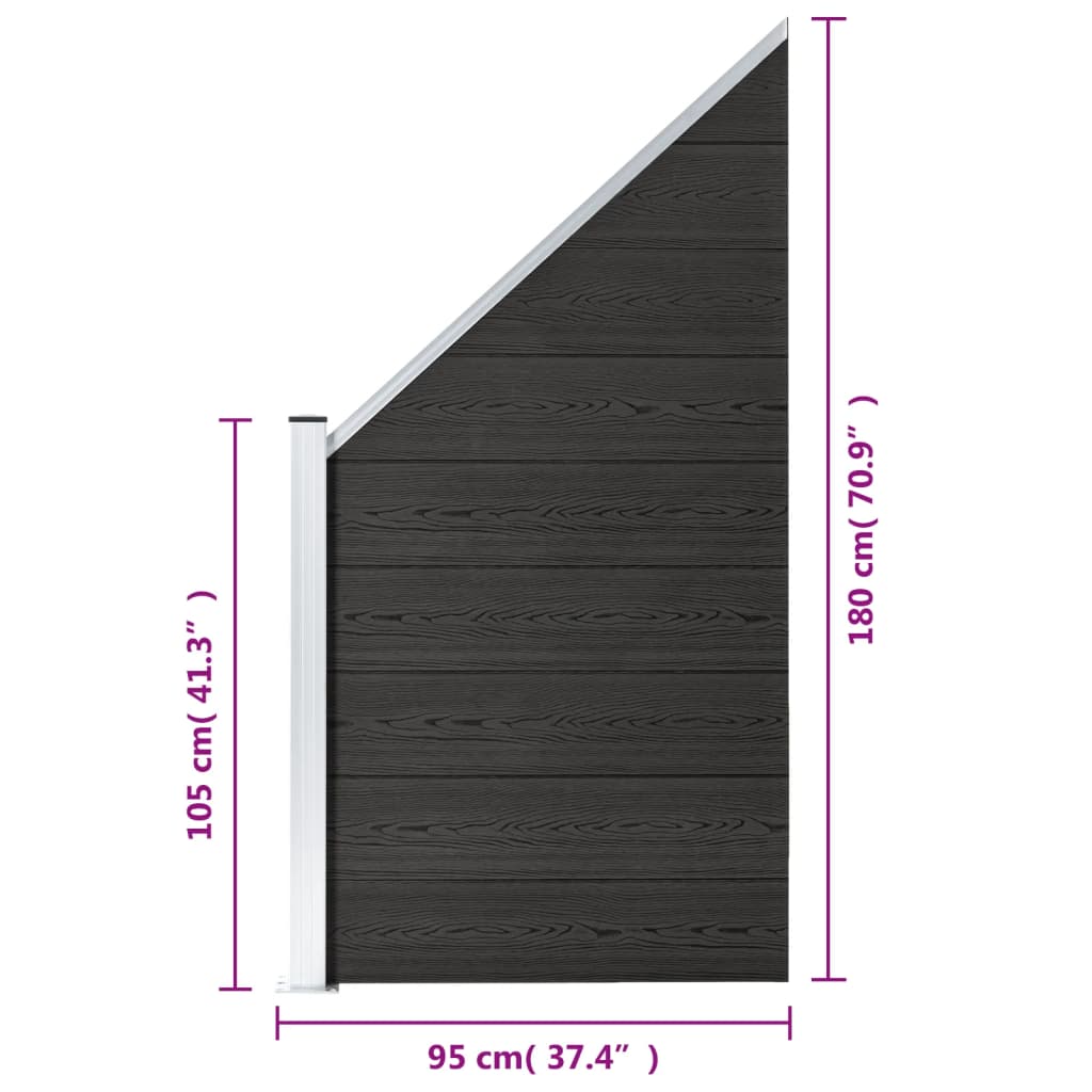 vidaXL Zaunelement WPC 95x(105-180) cm Grau