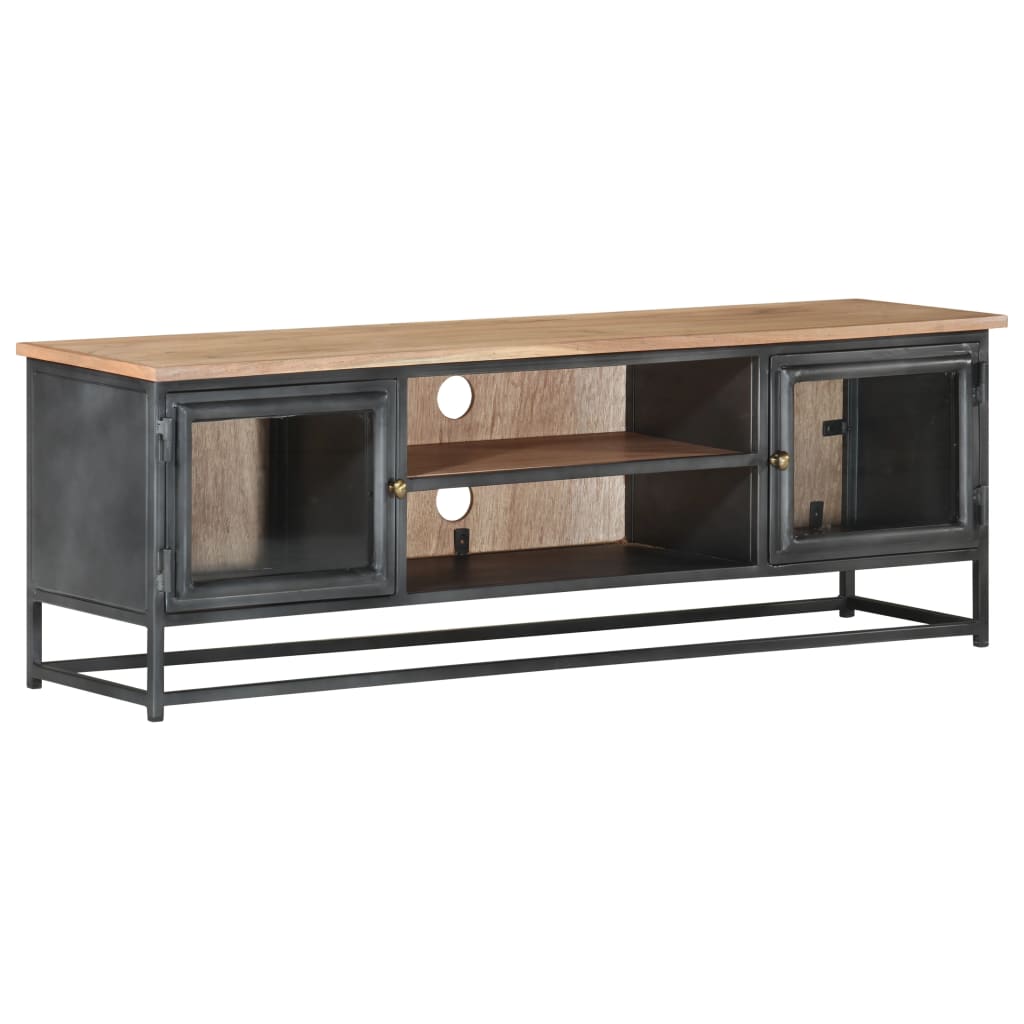 vidaXL TV-Schrank Grau 120x30x40 cm Massivholz Akazie und Stahl