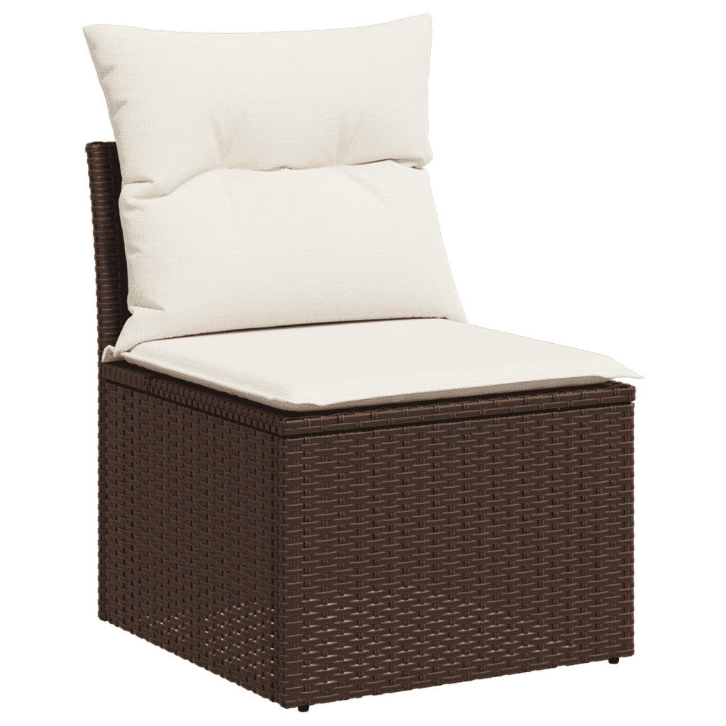 vidaXL 7-tlg. Garten-Sofagarnitur mit Kissen Braun Poly Rattan