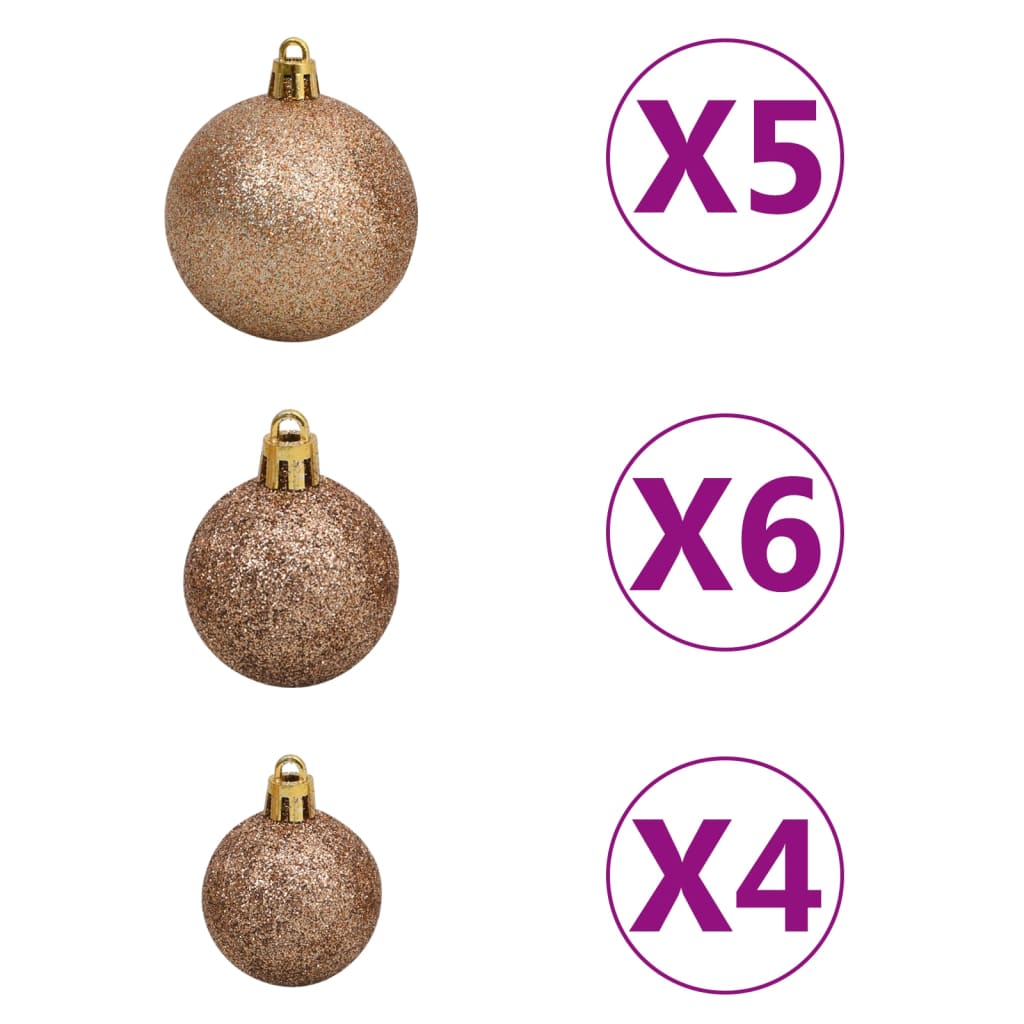 vidaXL Künstlicher Weihnachtsbaum mit LEDs, Kugeln & Zapfen 180 cm