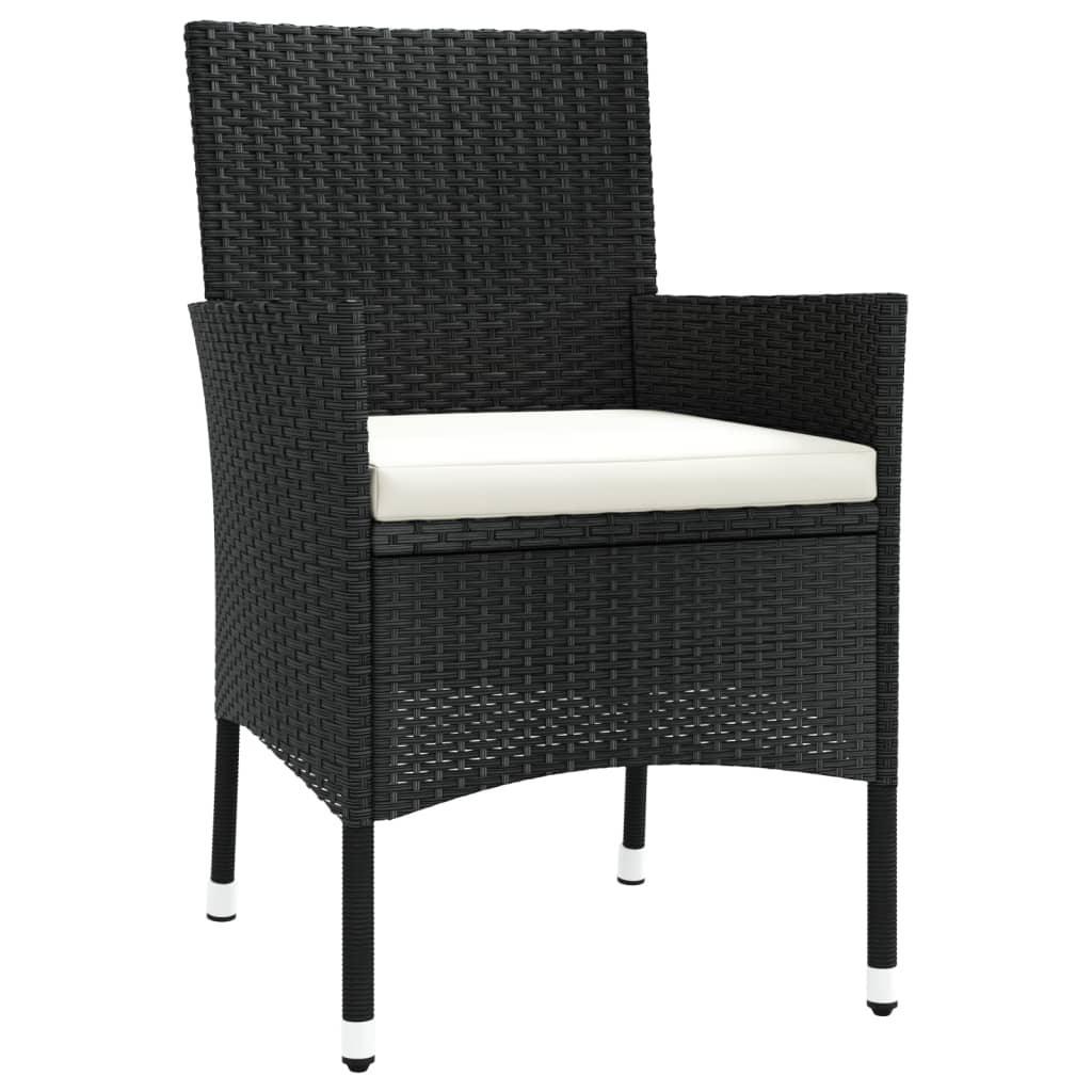 vidaXL 5-tlg. Garten-Bistro-Set mit Kissen Schwarz Poly Rattan