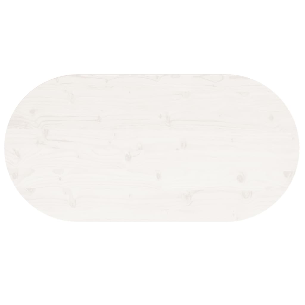 vidaXL Tischplatte Weiß 90x45x2,5 cm Massivholz Kiefer Oval