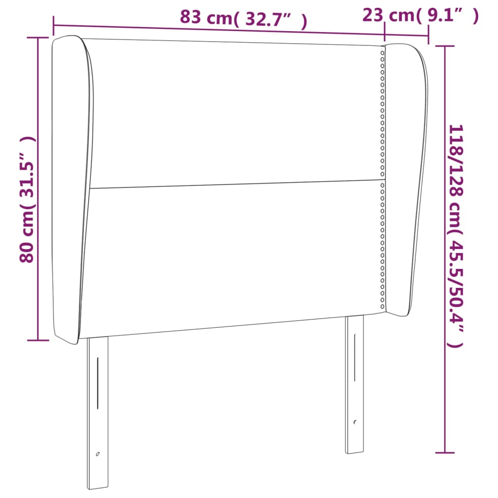 vidaXL Kopfteil mit Ohren Rosa 83x23x118/128 cm Samt