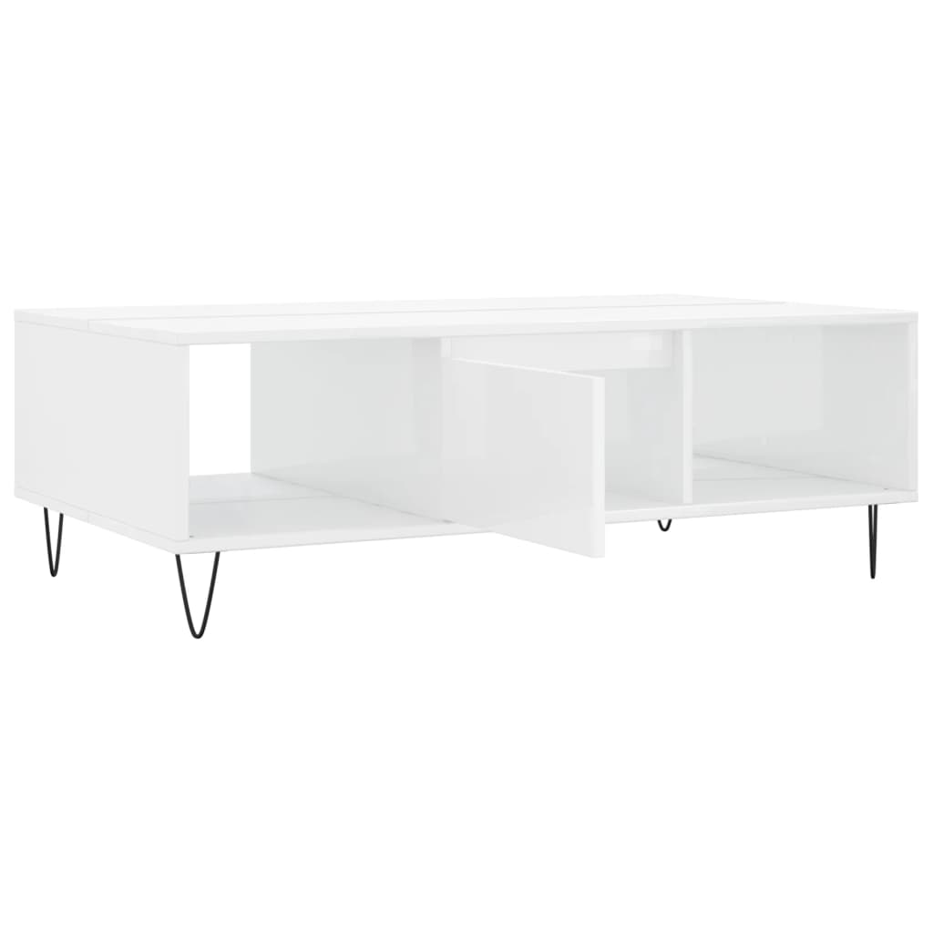 vidaXL Couchtisch Hochglanz-Weiß 104x60x35 cm Holzwerkstoff