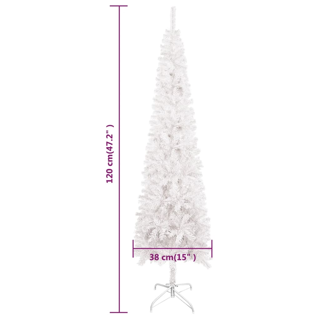 vidaXL Weihnachtsbaum Schlank mit LEDs Weiß 120 cm