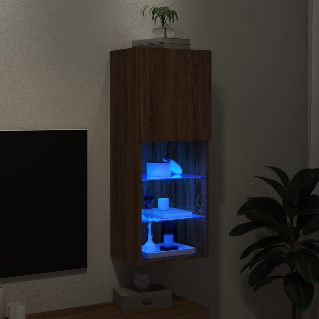 vidaXL TV-Schrank mit LED-Leuchten Braun Eichen-Optik 40,5x30x102 cm