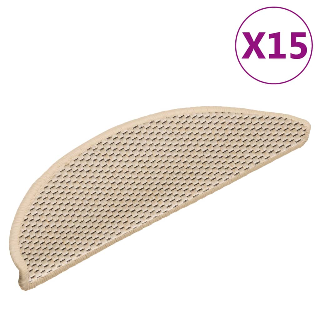 vidaXL Treppenmatten Selbstklebend Sisal-Look 15 Stk. 56x17x3 Berber