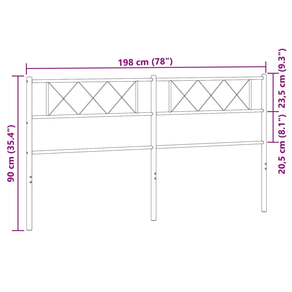 vidaXL Kopfteil Metall Weiß 193 cm