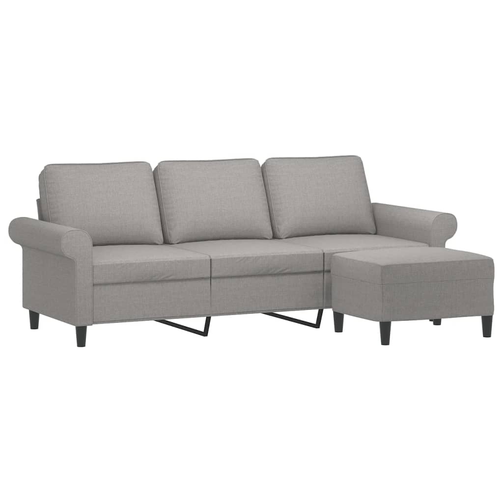 vidaXL 3-Sitzer-Sofa mit Hocker Hellgrau 180 cm Stoff