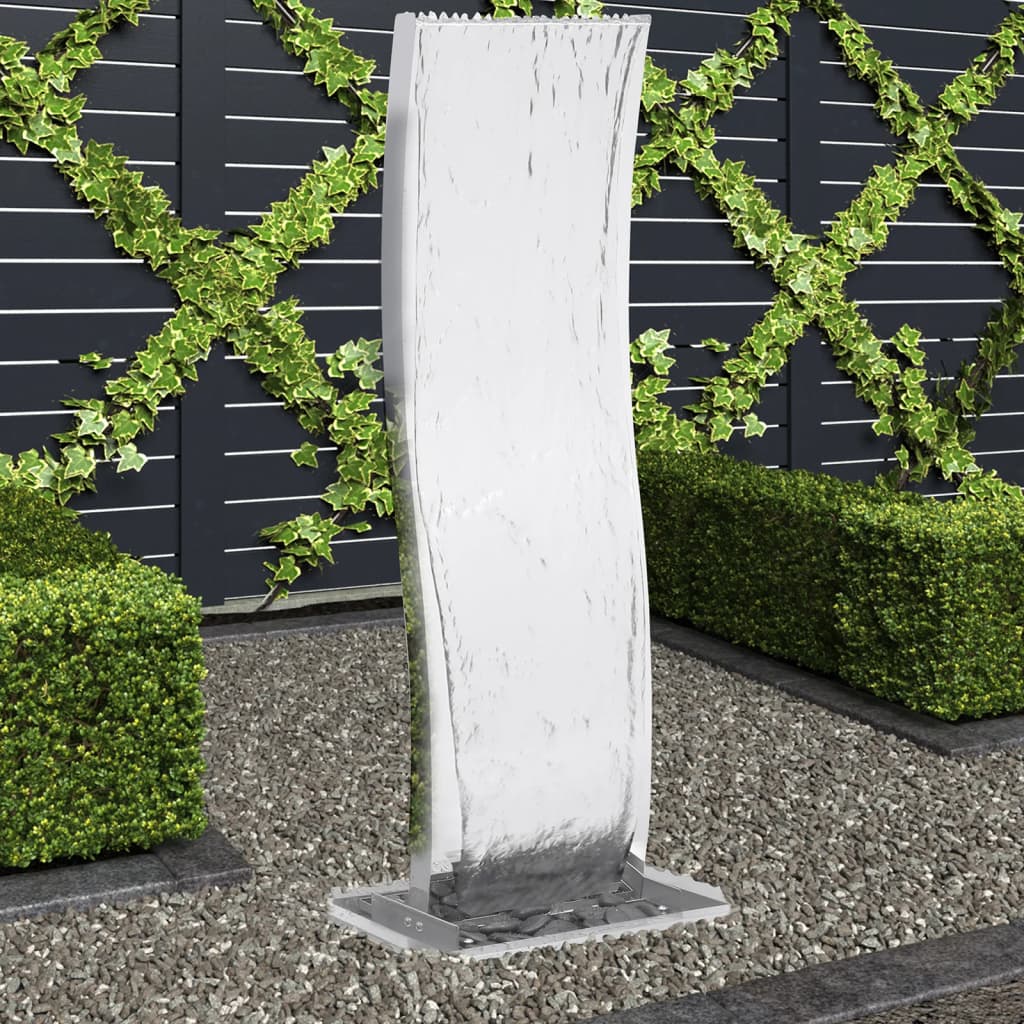 vidaXL Gartenbrunnen mit Pumpe 108 cm Edelstahl Geschwungen