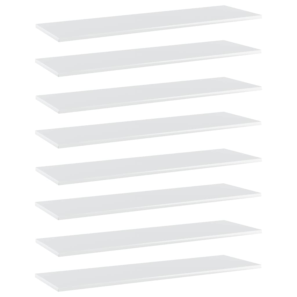 vidaXL Bücherregal-Bretter 8 Stk. Hochglanz-Weiß 100x30x1,5 cm