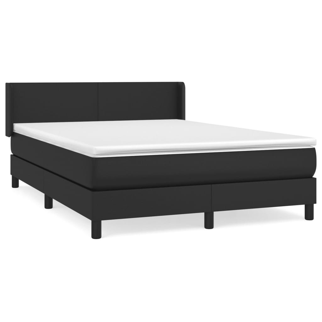 vidaXL Boxspringbett mit Matratze Schwarz 140x190 cm Kunstleder