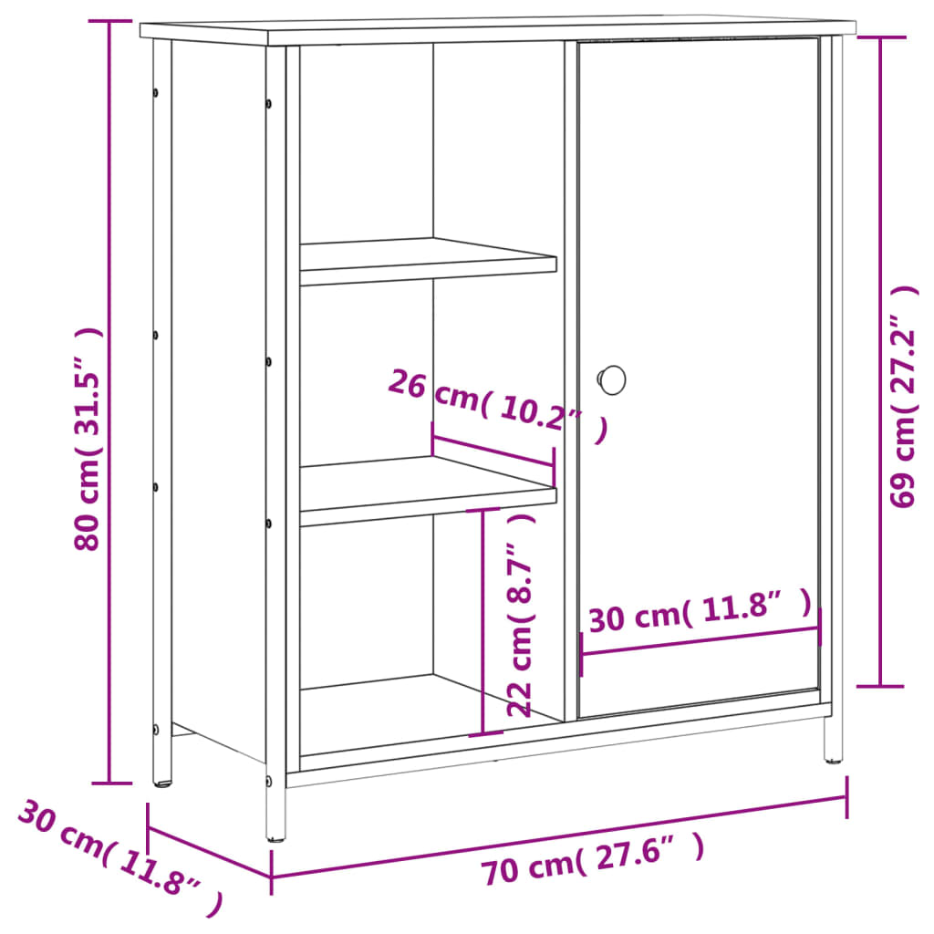 vidaXL Sideboard Räuchereiche 70x30x80 cm Holzwerkstoff