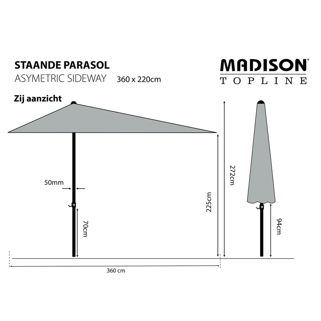 Madison Sonnenschirm Asymmetric Sideway 360x220 cm Ecru PC15P016