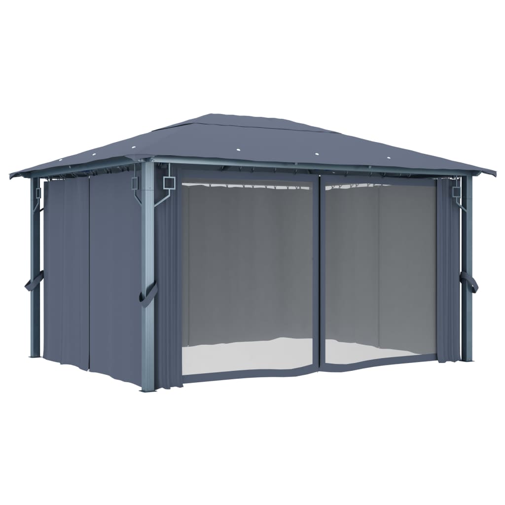 vidaXL Pavillon mit Vorhängen 400×300 cm Anthrazit Aluminium