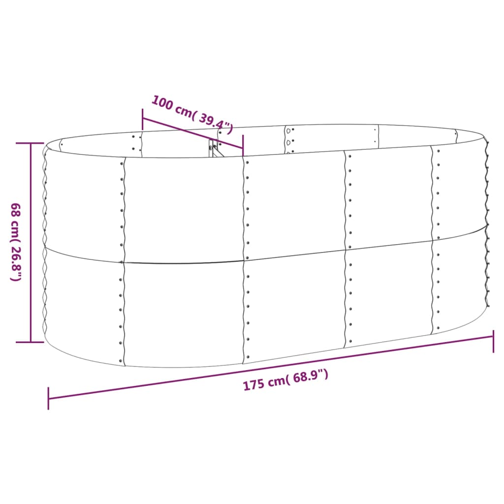 vidaXL Hochbeet Pulverbeschichteter Stahl 175x100x68 cm Anthrazit