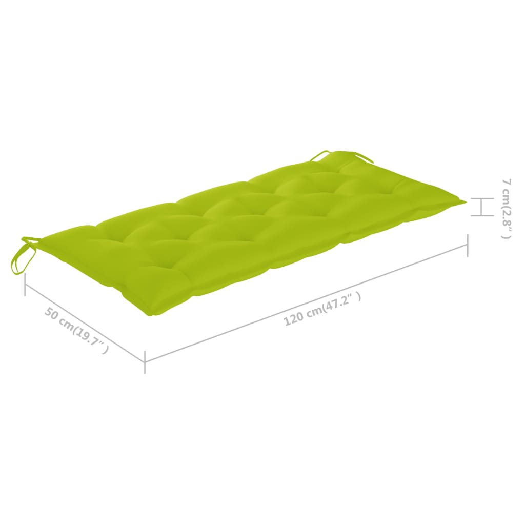 vidaXL Hollywoodschaukel mit Hellgrüner Auflage 120 cm Massivholz Teak
