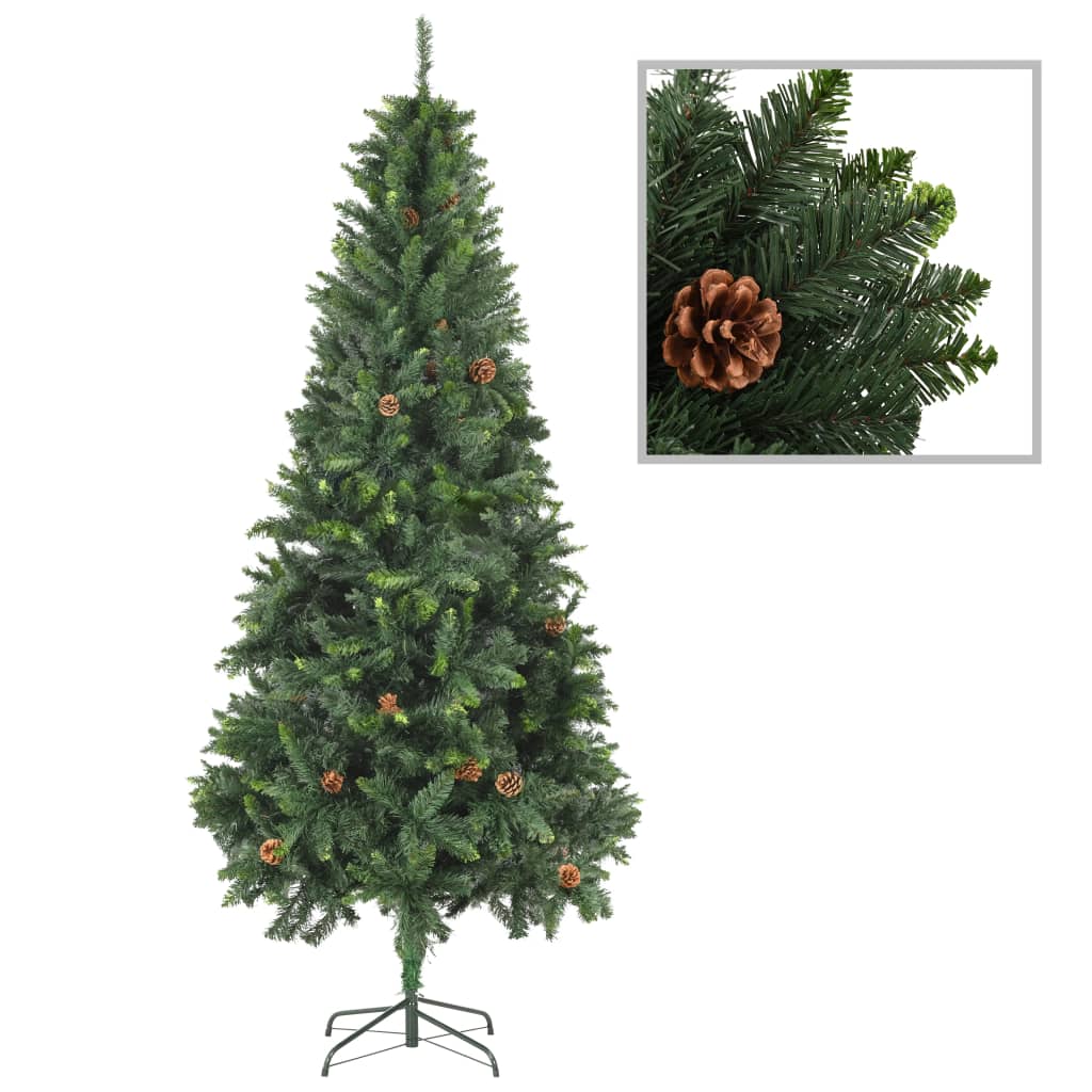 vidaXL Künstlicher Weihnachtsbaum mit Kiefernzapfen Grün 210 cm