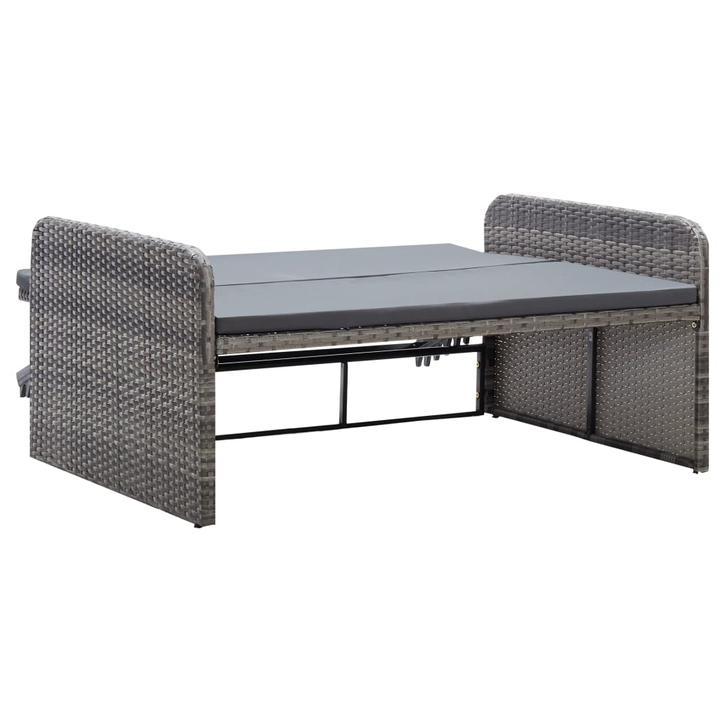 vidaXL 2-tlg. Garten-Lounge-Set mit Auflagen Poly Rattan Grau