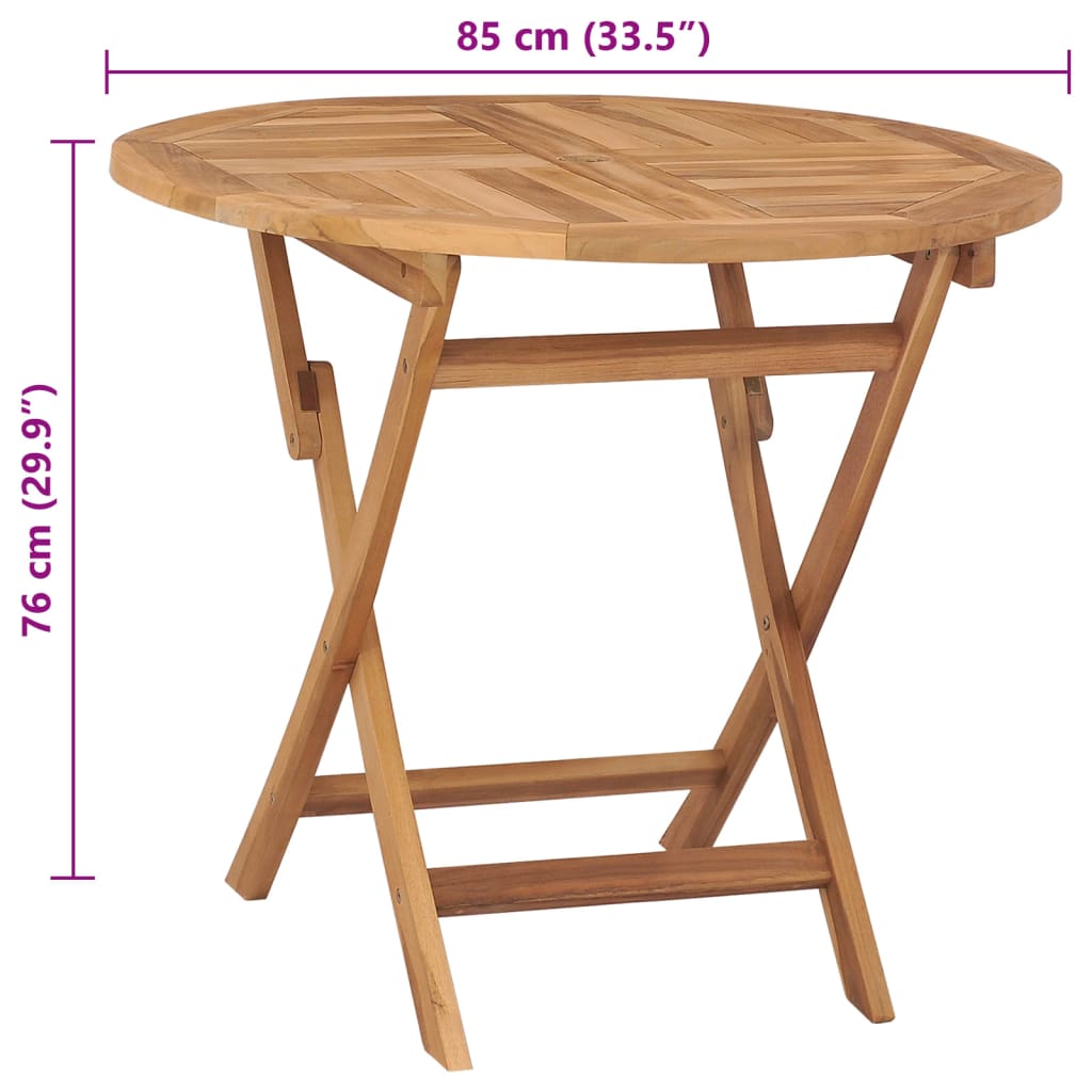 vidaXL Gartentisch Klappbar 85x76 cm Massivholz Teak