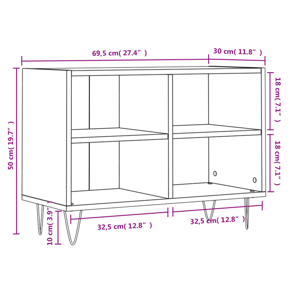 vidaXL TV-Schrank Betongrau 69,5x30x50 cm Holzwerkstoff