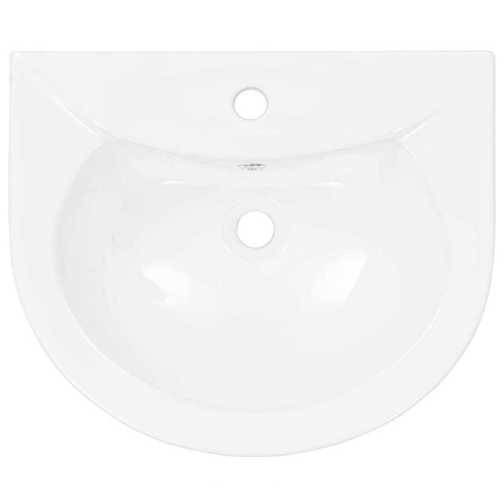 vidaXL Freistehendes Waschbecken mit Säule Keramik Weiß 520x440x190 mm