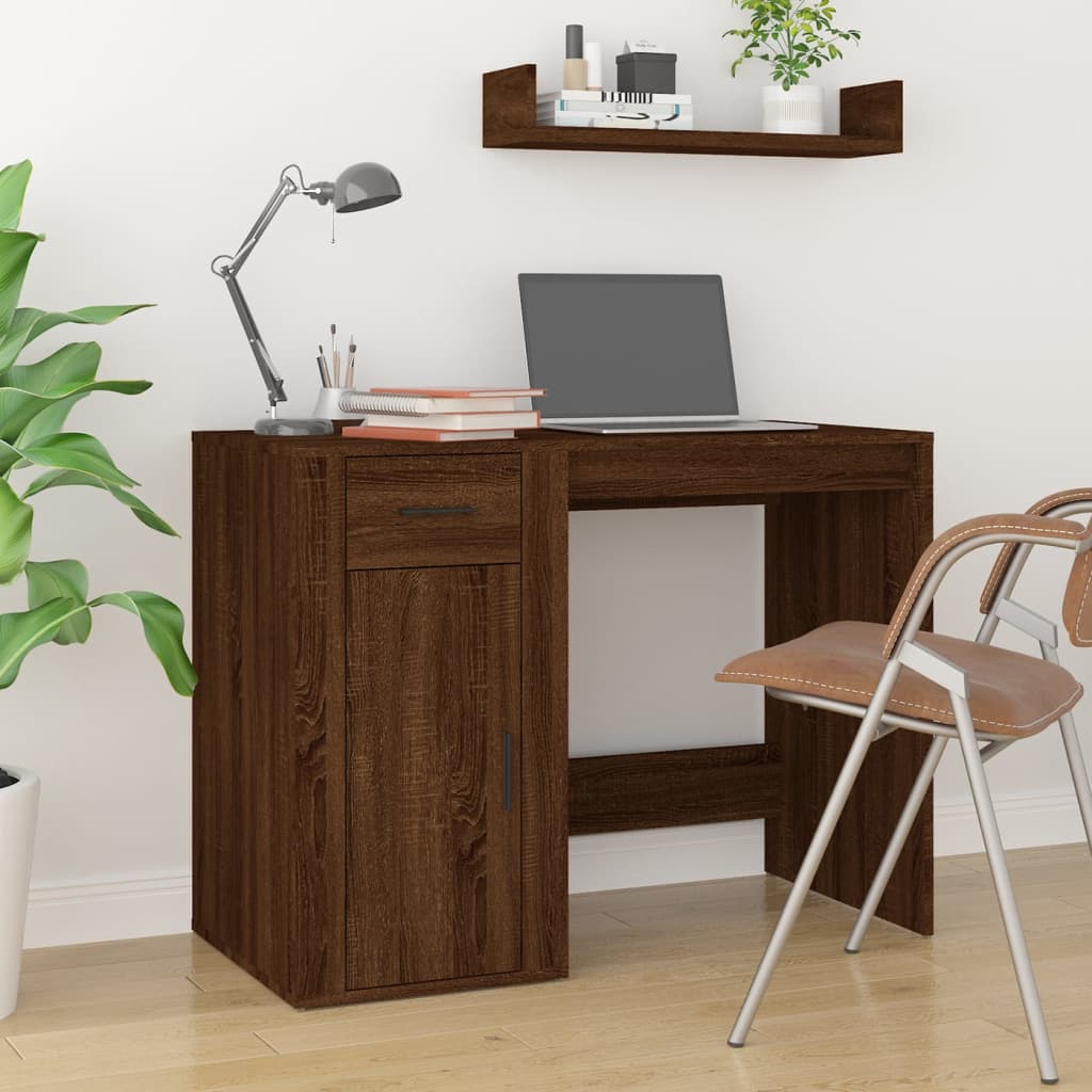 vidaXL Schreibtisch mit Stauraum Braun Eichen-Optik Holzwerkstoff