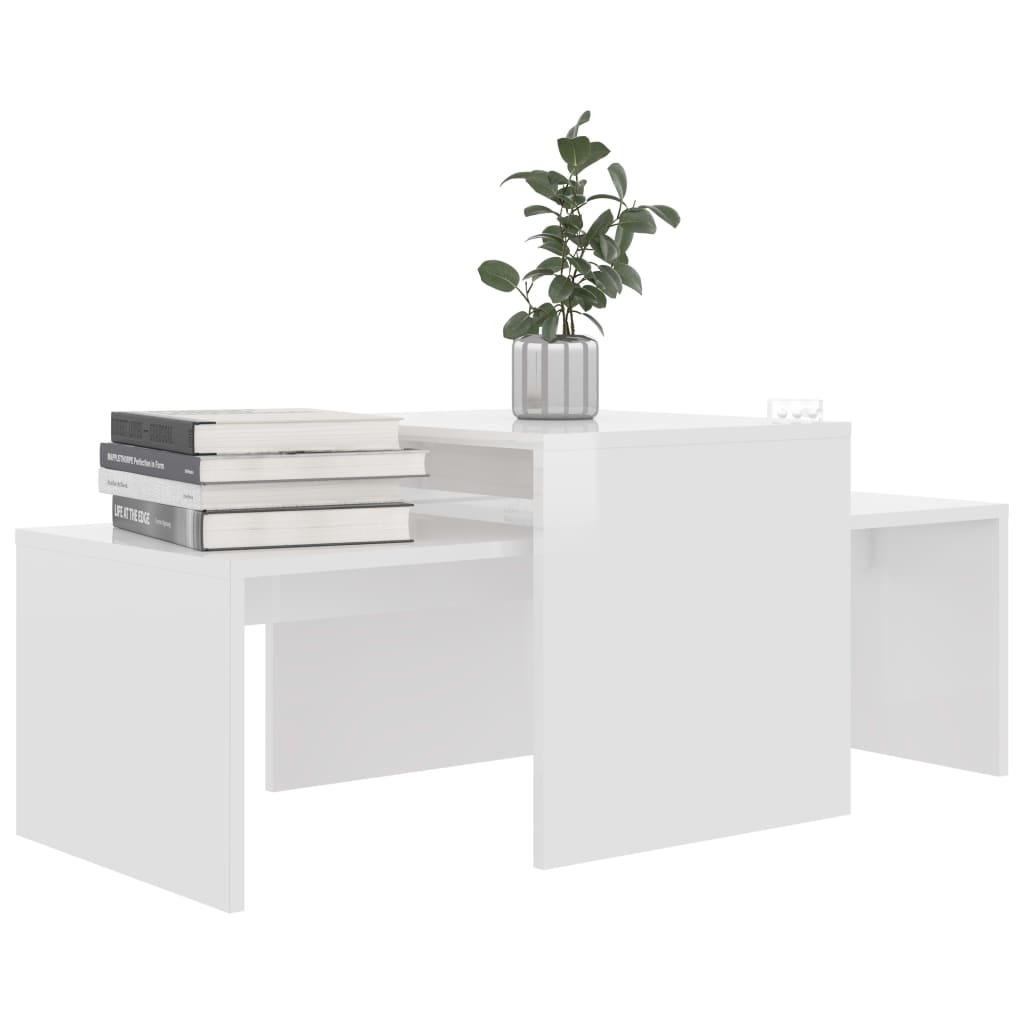 vidaXL Couchtisch-Set Hochglanz-Weiß 100x48x40 cm Holzwerkstoff