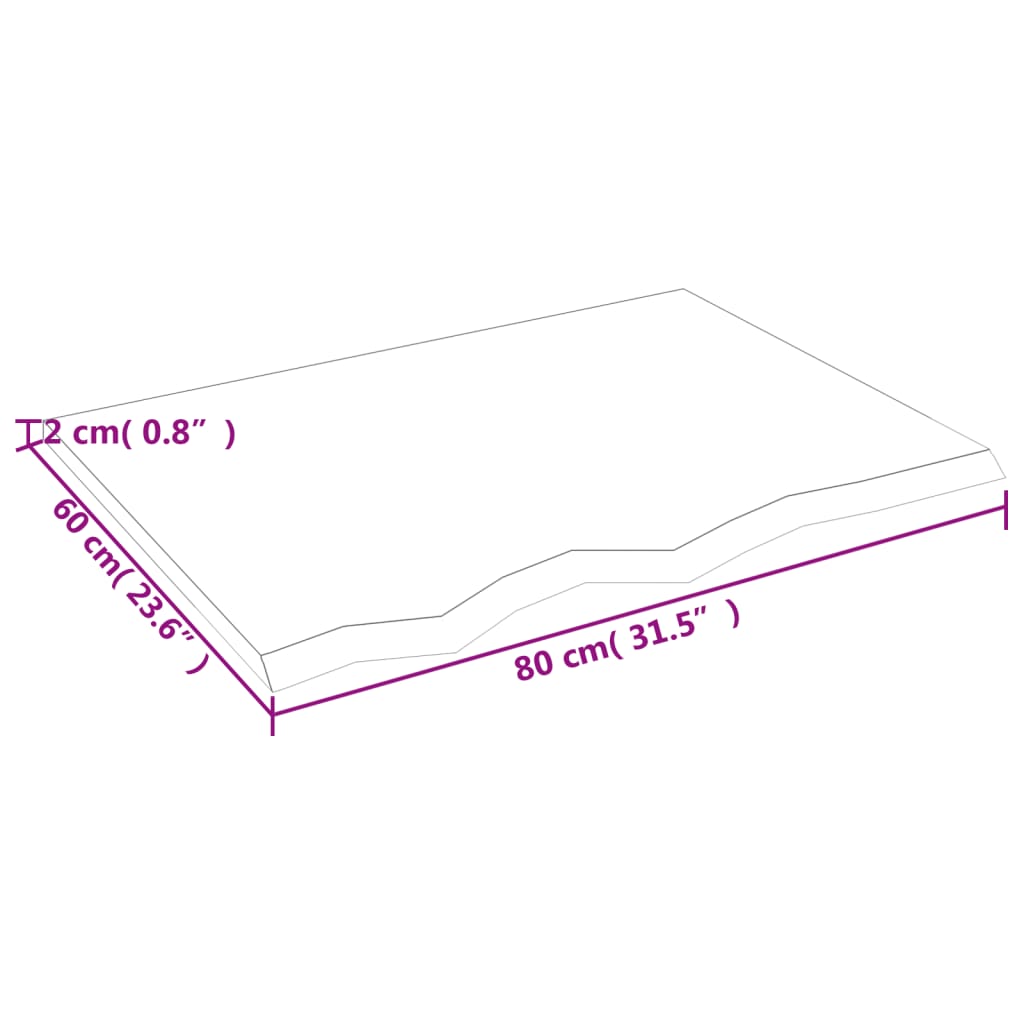 vidaXL Waschtischplatte 80x60x2 cm Massivholz Unbehandelt