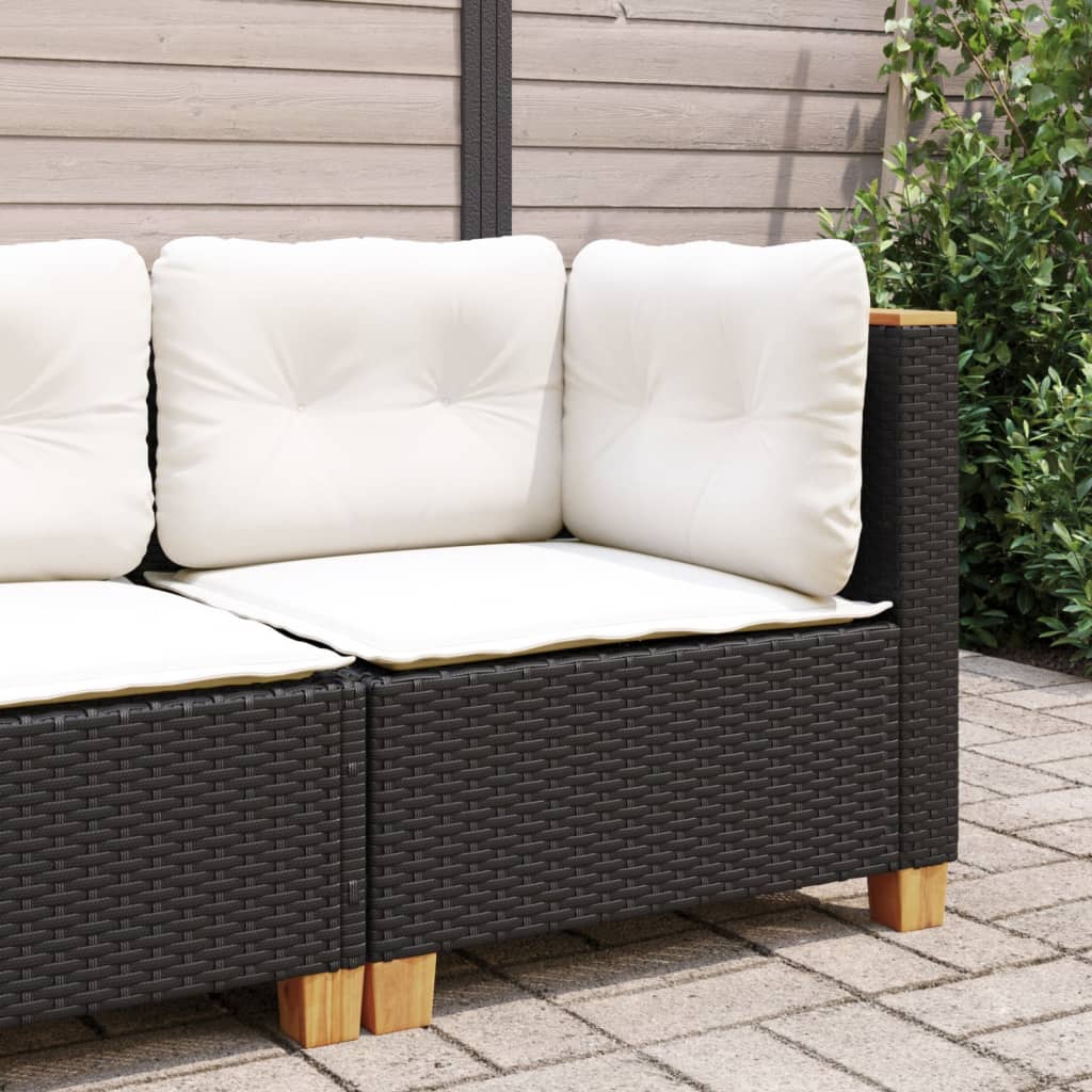 vidaXL Gartensofa mit Kissen 3-Sitzer Grau Poly Rattan