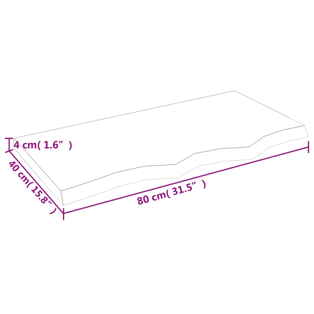 vidaXL Tischplatte 80x40x(2-4) cm Massivholz Eiche Unbehandelt