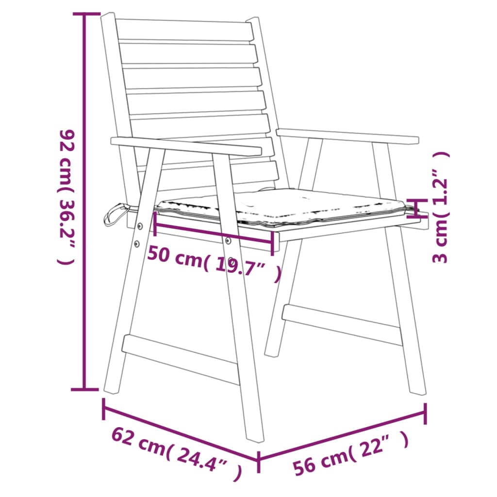 vidaXL Garten-Essstühle mit Kissen 4 Stk. Massivholz Akazie