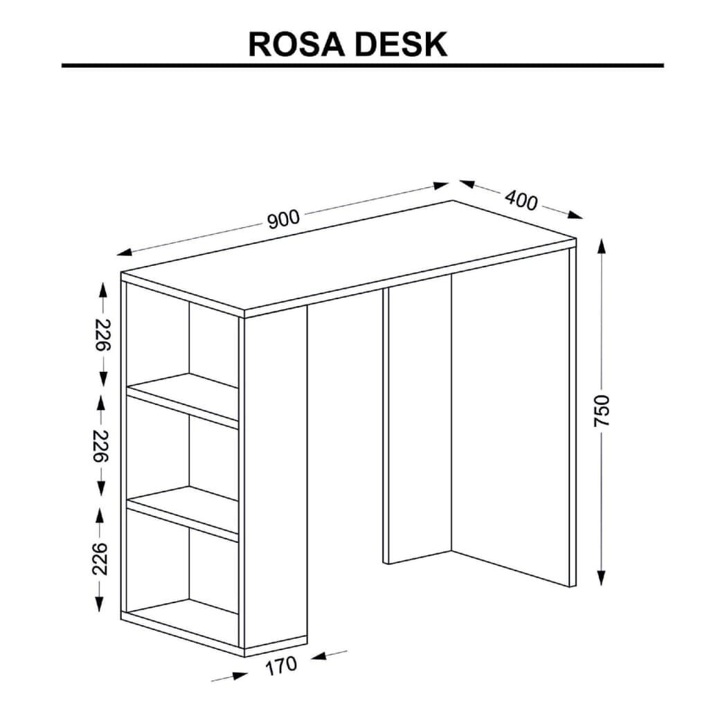 Homemania Computertisch Rosa 90x40x75 cm Weiß und Eichen-Optik