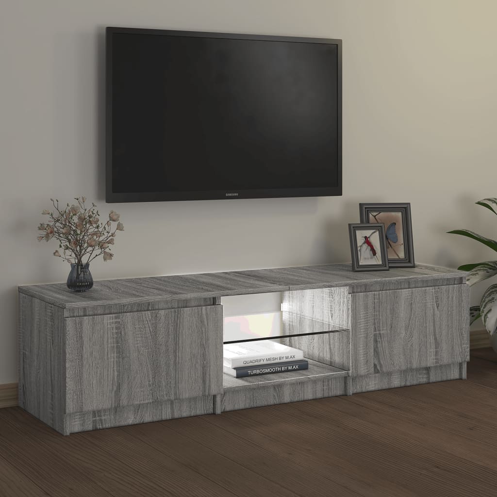 vidaXL TV-Schrank mit LED-Leuchten Grau Sonoma 140x40x35,5 cm