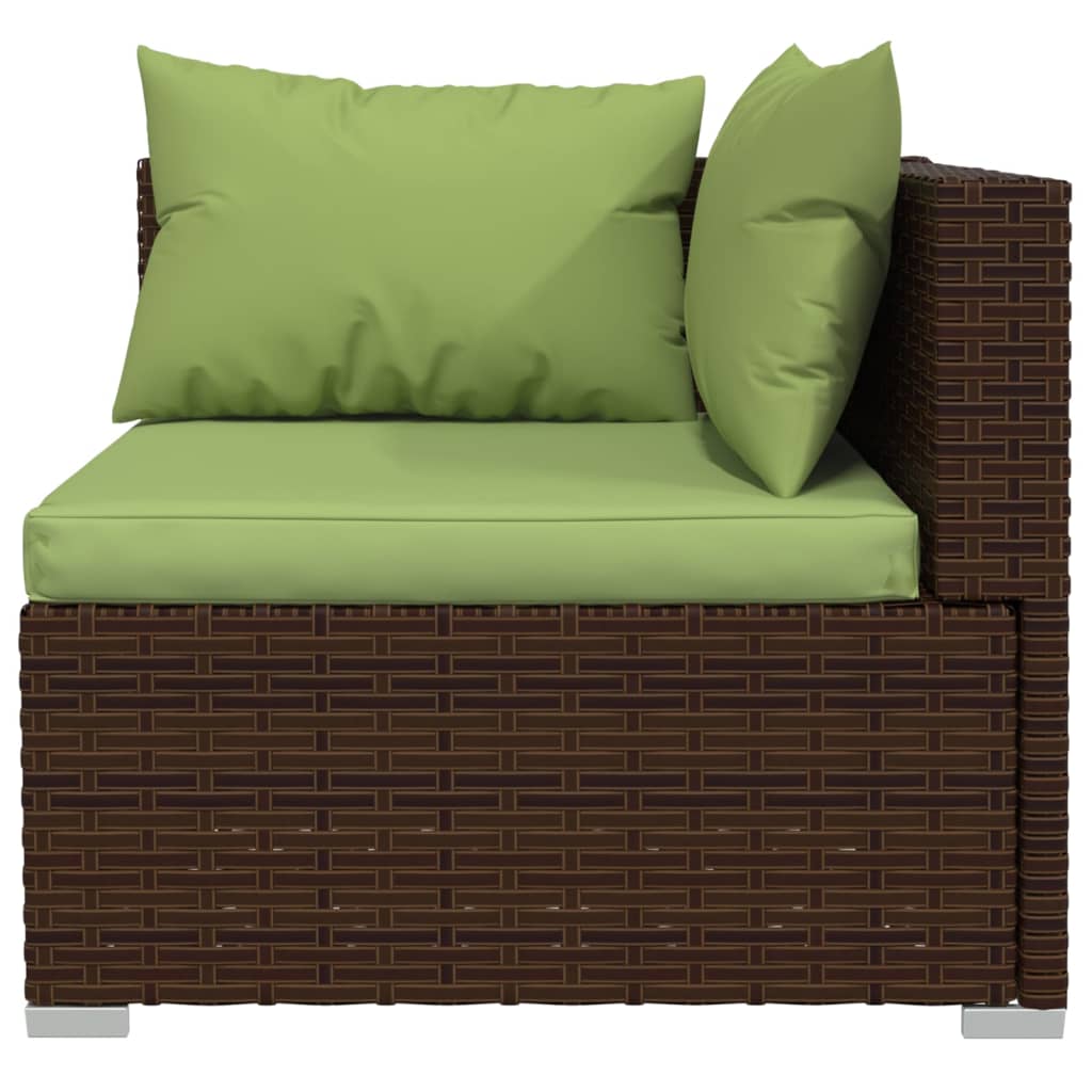 vidaXL 2-Sitzer-Sofa mit Kissen Braun Poly Rattan