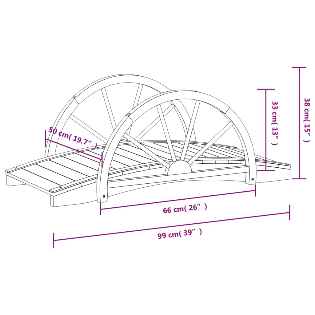 vidaXL Gartenbrücke mit Rad-Design 99x50x38 cm Massivholz Tanne