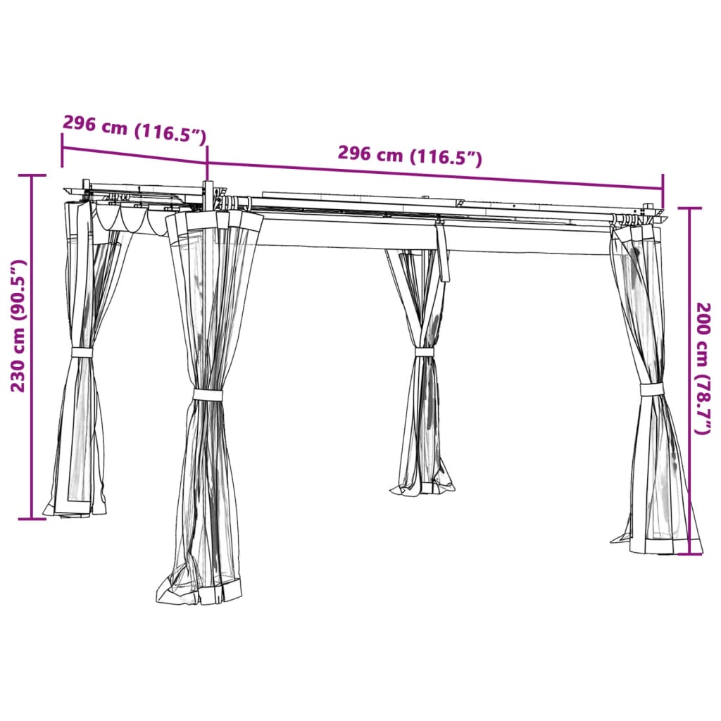 vidaXL Pavillon mit Netzwände Creme 3x3 m Stahl