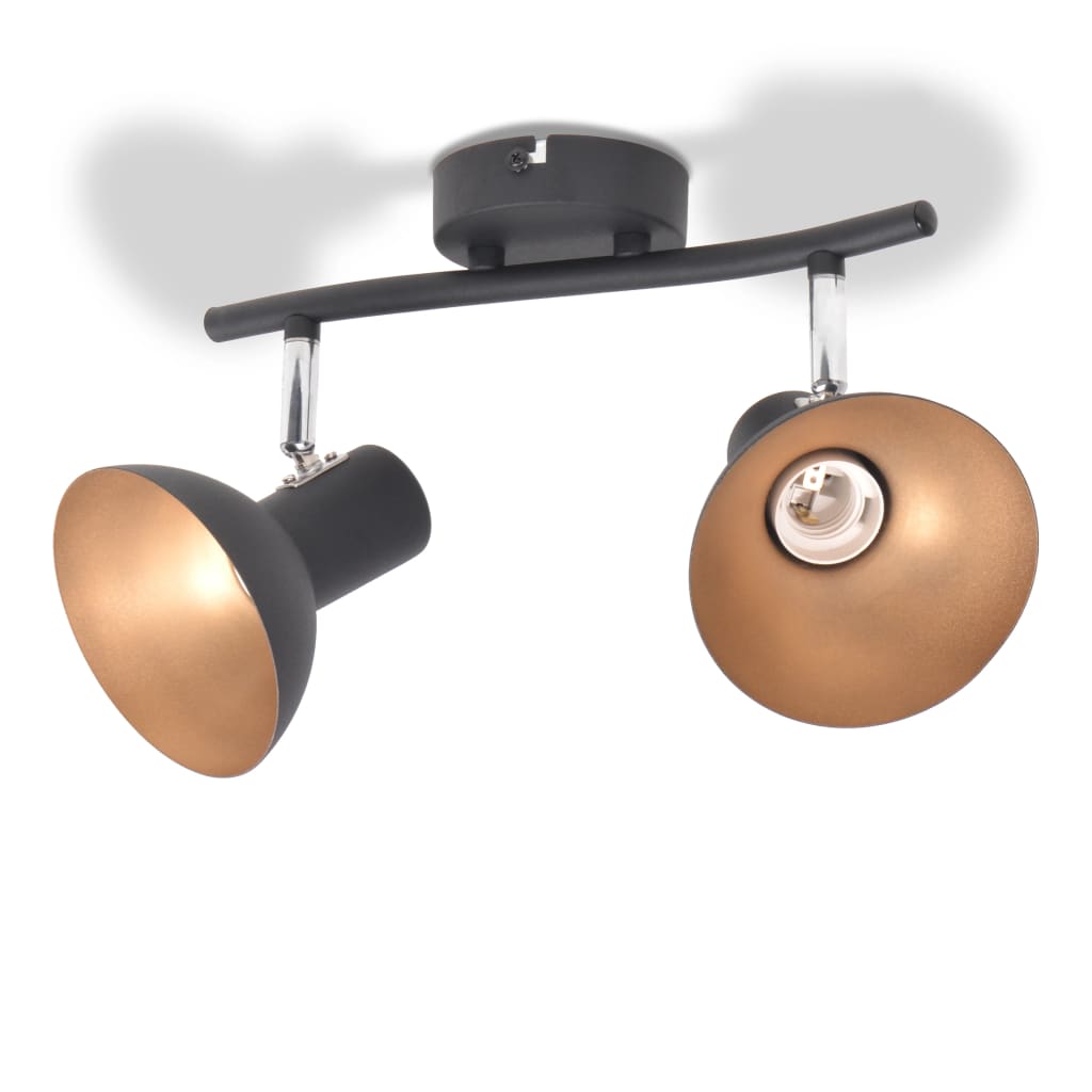 vidaXL Deckenlampe für 2 Glühbirnen E27 Schwarz und Gold