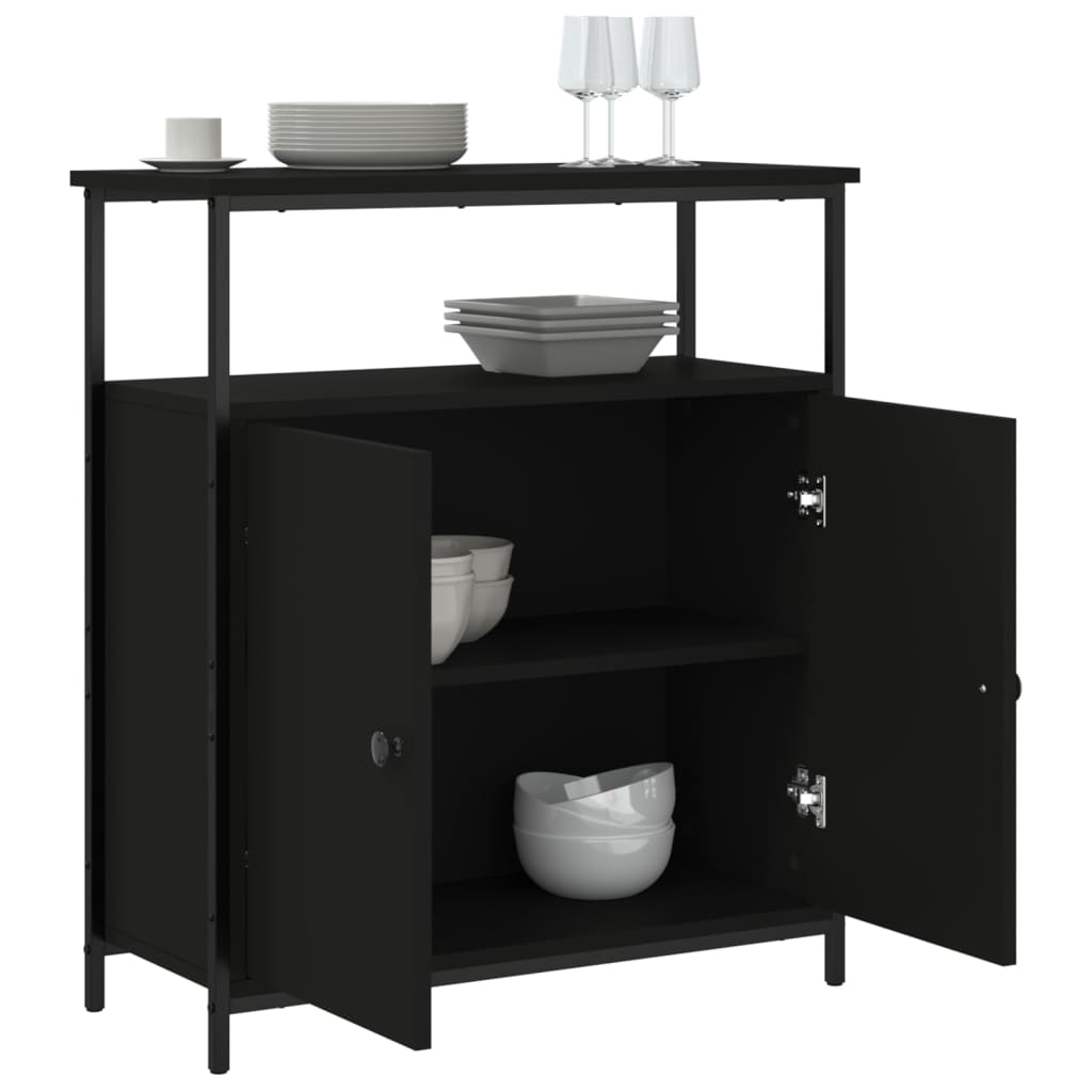 vidaXL Sideboard Schwarz 70x30x80 cm Holzwerkstoff