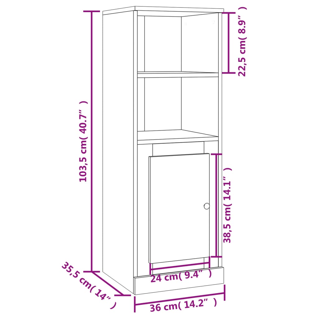 vidaXL Highboard Räuchereiche 36x35,5x103,5 cm Holzwerkstoff