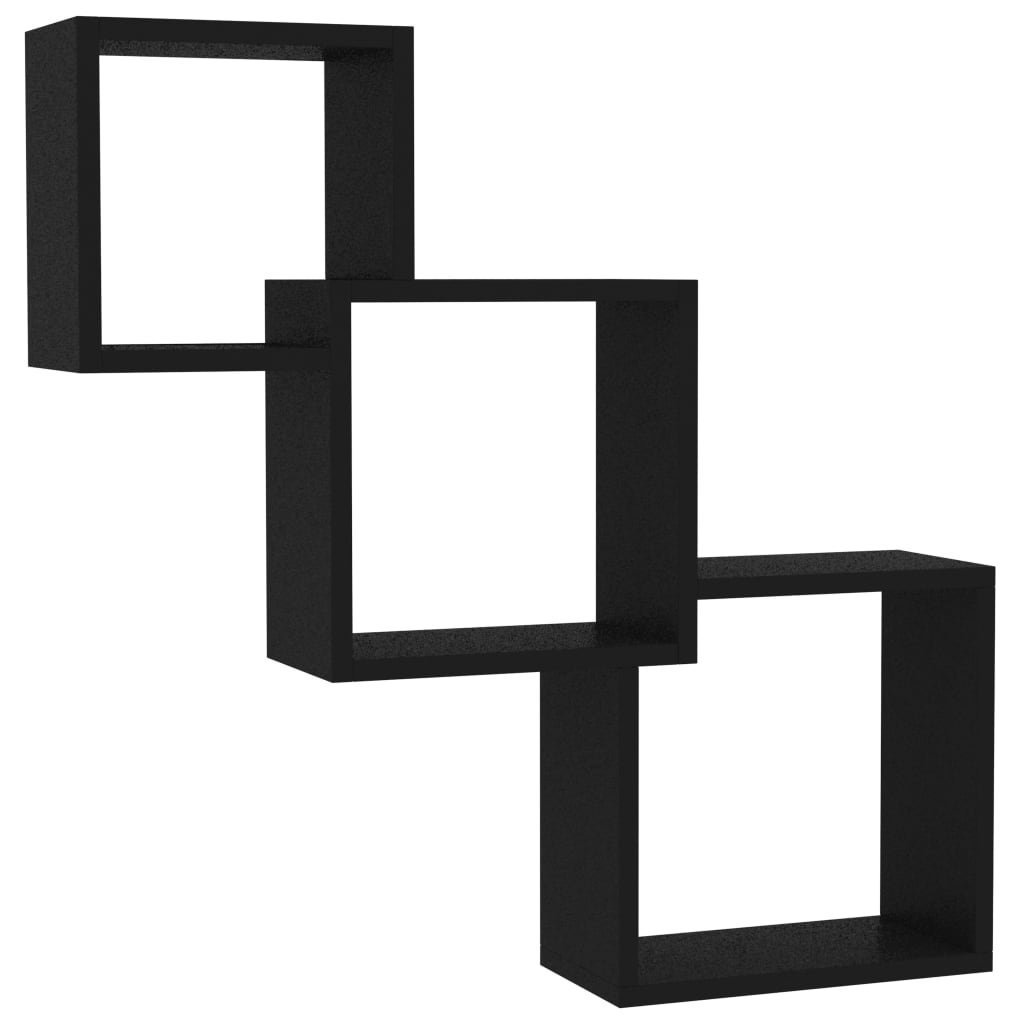 vidaXL Cube Wandregale Schwarz 68x15x68 cm Holzwerkstoff