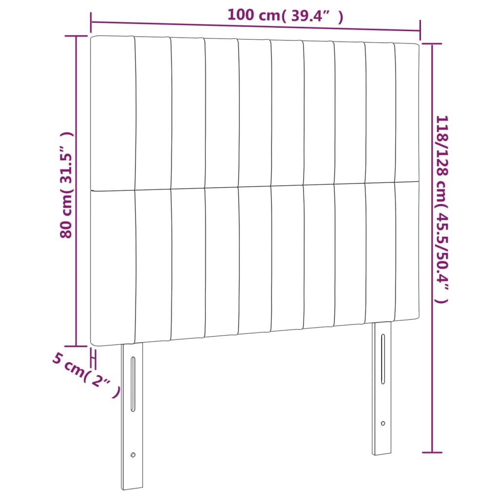 vidaXL LED Kopfteil Taupe 100x5x118/128 cm Stoff