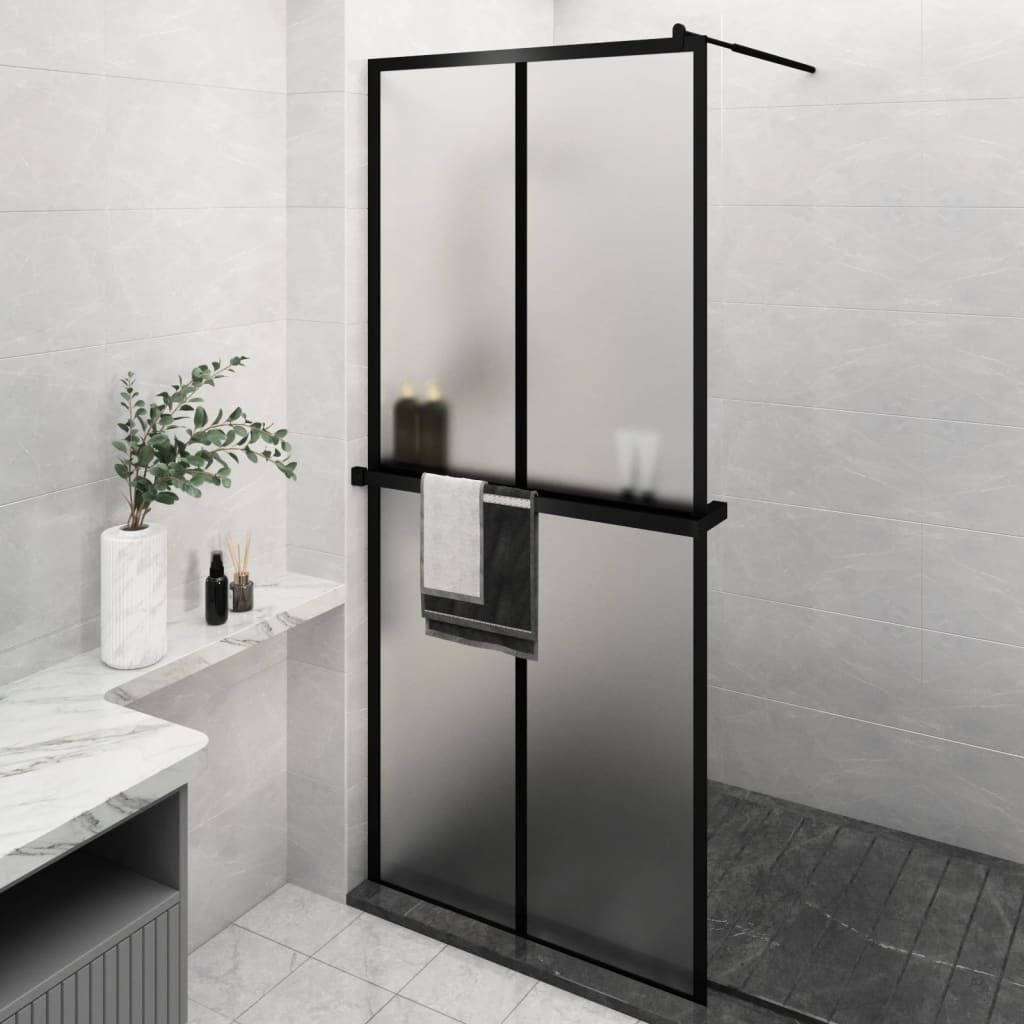 vidaXL Duschwand mit Ablage für Walk-In-Dusche Schwarz 90x195 cm ESG